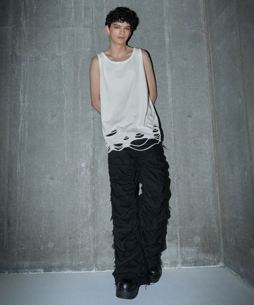 GRANCY(グランシー)の「【GRANCY】Damage design Cotton Sleeveless Tee / ダメージデザインコットンノースリーブTシャツ(タンクトップ・メンズ・グレー/ホワイト・M/S/L)」の16枚目の写真
