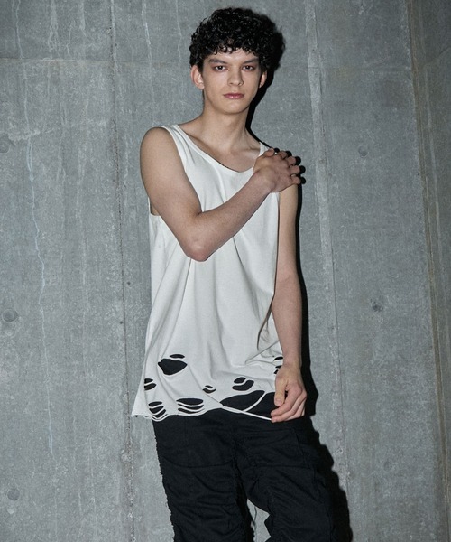 GRANCY(グランシー)の「【GRANCY】Damage design Cotton Sleeveless Tee / ダメージデザインコットンノースリーブTシャツ(タンクトップ・メンズ・グレー/ホワイト・M/S/L)」の17枚目の写真