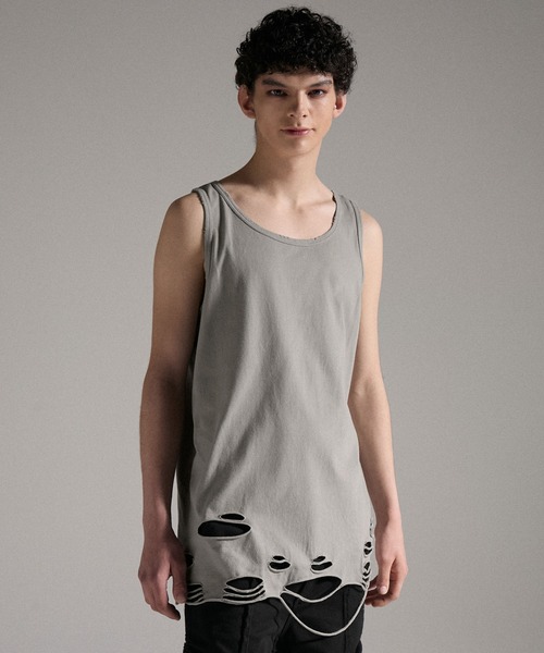 GRANCY(グランシー)の「【GRANCY】Damage design Cotton Sleeveless Tee / ダメージデザインコットンノースリーブTシャツ(タンクトップ・メンズ・グレー/ホワイト・M/S/L)」の20枚目の写真