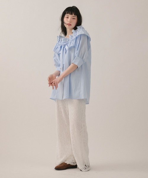 loin nuit（ロワンニュイ）の「lace flare pants / レースフレアパンツ（その他パンツ・レディース・アイボリー/ブラック・FREE）」の7枚目の写真