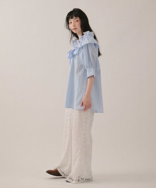 loin nuit（ロワンニュイ）の「lace flare pants / レースフレアパンツ（その他パンツ・レディース・アイボリー/ブラック・FREE）」の8枚目の写真