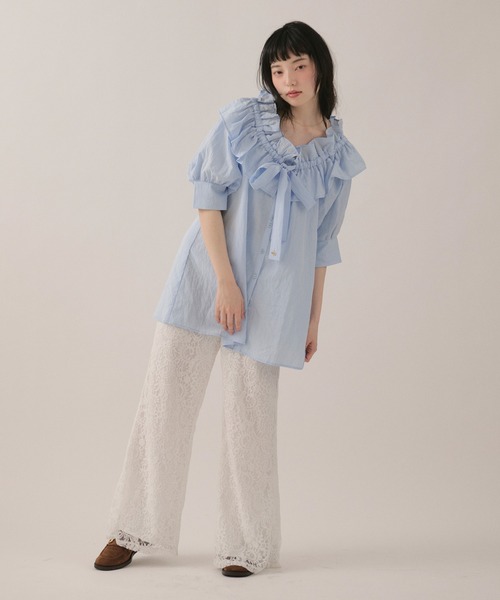 loin nuit（ロワンニュイ）の「lace flare pants / レースフレアパンツ（その他パンツ・レディース・アイボリー/ブラック・FREE）」の9枚目の写真