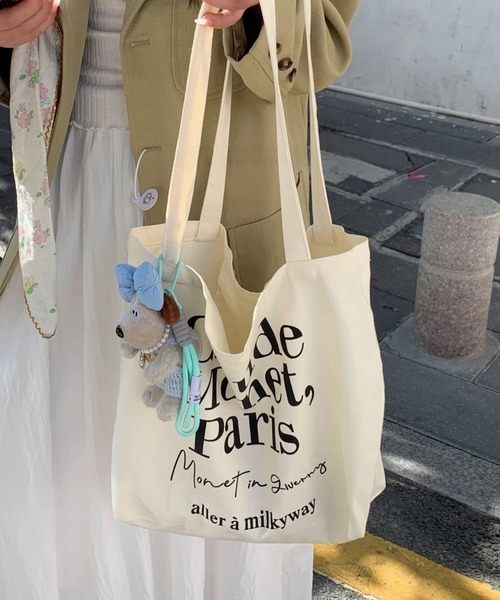 Vipoa(ヴィポア)の「Paris message logo tote bag(トートバッグ・レディース・ピンク/ホワイト・FREE)」の20枚目の写真