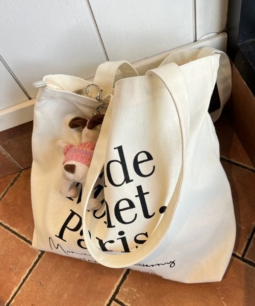 Vipoa(ヴィポア)の「Paris message logo tote bag(トートバッグ・レディース・ピンク/ホワイト・FREE)」の22枚目の写真