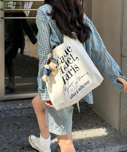 Vipoa(ヴィポア)の「Paris message logo tote bag(トートバッグ・レディース・ピンク/ホワイト・FREE)」の19枚目の写真