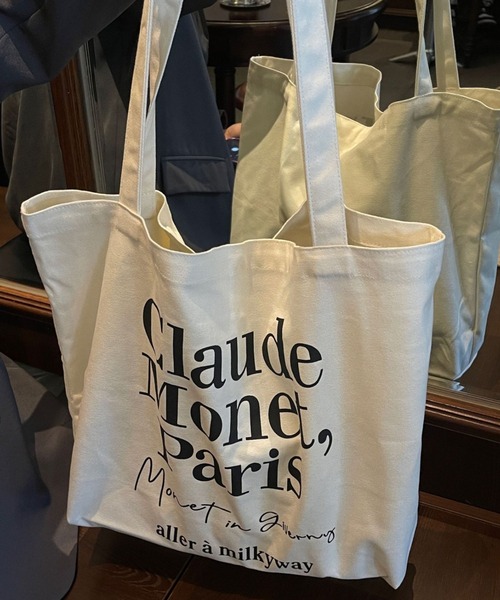 Vipoa(ヴィポア)の「Paris message logo tote bag(トートバッグ・レディース・ピンク/ホワイト・FREE)」の3枚目の写真