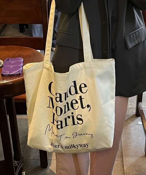 Vipoa(ヴィポア)の「Paris message logo tote bag(トートバッグ・レディース・ピンク/ホワイト・FREE)」の5枚目の写真