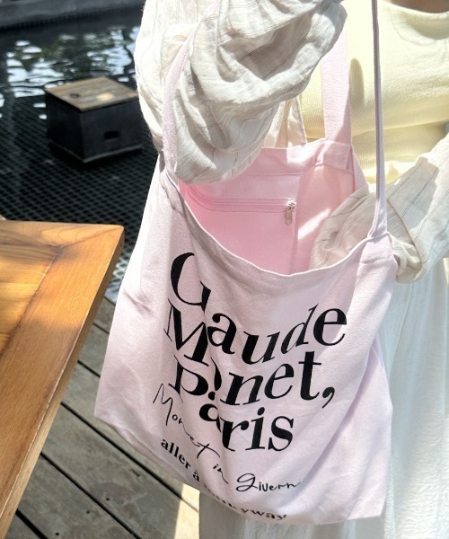 Vipoa(ヴィポア)の「Paris message logo tote bag(トートバッグ・レディース・ピンク/ホワイト・FREE)」の11枚目の写真