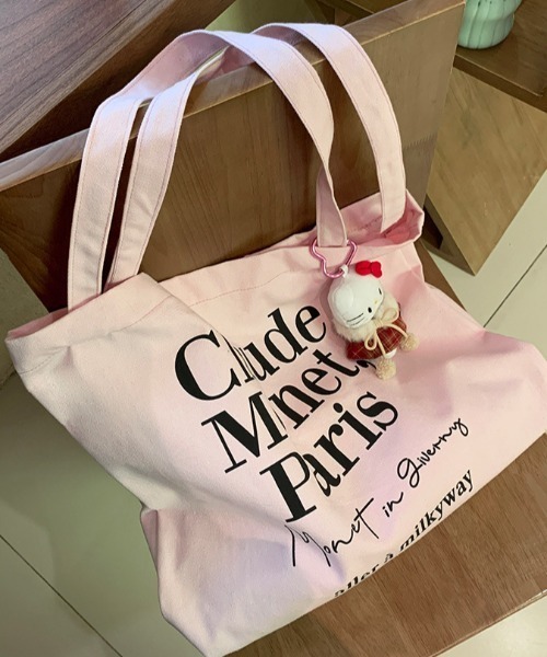 Vipoa(ヴィポア)の「Paris message logo tote bag(トートバッグ・レディース・ピンク/ホワイト・FREE)」の13枚目の写真
