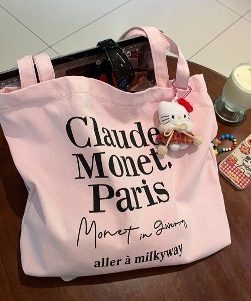 Vipoa(ヴィポア)の「Paris message logo tote bag(トートバッグ・レディース・ピンク/ホワイト・FREE)」の15枚目の写真