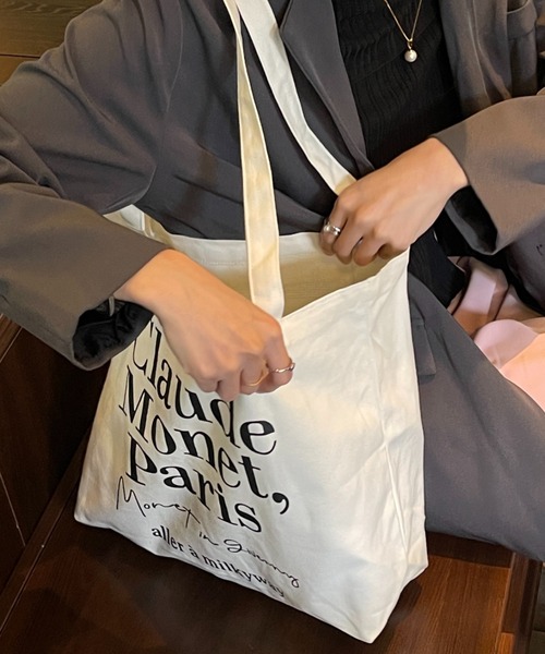 Vipoa(ヴィポア)の「Paris message logo tote bag(トートバッグ・レディース・ピンク/ホワイト・FREE)」の7枚目の写真