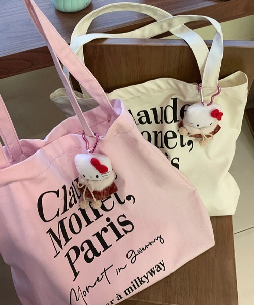 Vipoa(ヴィポア)の「Paris message logo tote bag(トートバッグ・レディース・ピンク/ホワイト・FREE)」の16枚目の写真