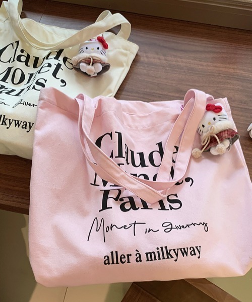 Vipoa(ヴィポア)の「Paris message logo tote bag(トートバッグ・レディース・ピンク/ホワイト・FREE)」の17枚目の写真