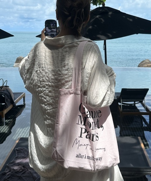 Vipoa(ヴィポア)の「Paris message logo tote bag(トートバッグ・レディース・ピンク/ホワイト・FREE)」の10枚目の写真