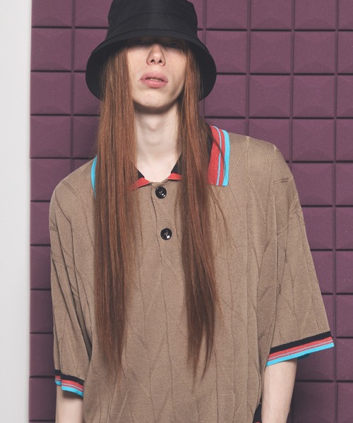 MAISON SPECIAL（メゾンスペシャル）の「《UNISEX》Layered Collar Line Geometric Prime-Over Short Sleeve Knit Polo Shirt/レイヤードライン襟ジオメトリックプライムオーバーショートスリーブニットポロシャツ【MAISON SPECIAL/メゾンスペシャル】（ポロシャツ・メンズ・ブラック/ベージュ・0/1/2）」の13枚目の写真