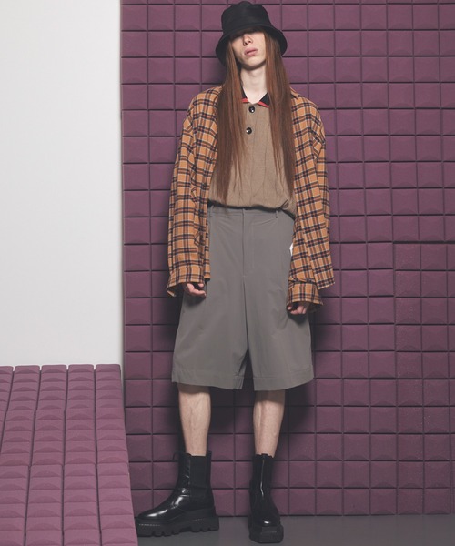 MAISON SPECIAL（メゾンスペシャル）の「《UNISEX》Layered Collar Line Geometric Prime-Over Short Sleeve Knit Polo Shirt/レイヤードライン襟ジオメトリックプライムオーバーショートスリーブニットポロシャツ【MAISON SPECIAL/メゾンスペシャル】（ポロシャツ・メンズ・ブラック/ベージュ・0/1/2）」の6枚目の写真