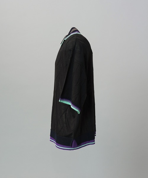 MAISON SPECIAL（メゾンスペシャル）の「《UNISEX》Layered Collar Line Geometric Prime-Over Short Sleeve Knit Polo Shirt/レイヤードライン襟ジオメトリックプライムオーバーショートスリーブニットポロシャツ【MAISON SPECIAL/メゾンスペシャル】（ポロシャツ・メンズ・ブラック/ベージュ・0/1/2）」の16枚目の写真