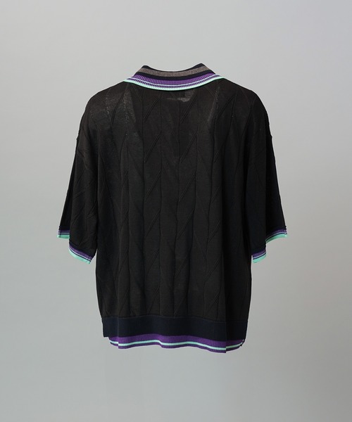 MAISON SPECIAL（メゾンスペシャル）の「《UNISEX》Layered Collar Line Geometric Prime-Over Short Sleeve Knit Polo Shirt/レイヤードライン襟ジオメトリックプライムオーバーショートスリーブニットポロシャツ【MAISON SPECIAL/メゾンスペシャル】（ポロシャツ・メンズ・ブラック/ベージュ・0/1/2）」の17枚目の写真
