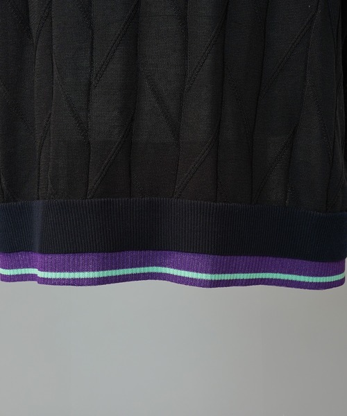 MAISON SPECIAL（メゾンスペシャル）の「《UNISEX》Layered Collar Line Geometric Prime-Over Short Sleeve Knit Polo Shirt/レイヤードライン襟ジオメトリックプライムオーバーショートスリーブニットポロシャツ【MAISON SPECIAL/メゾンスペシャル】（ポロシャツ・メンズ・ブラック/ベージュ・0/1/2）」の20枚目の写真