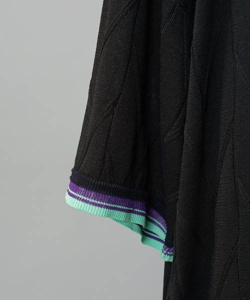 MAISON SPECIAL（メゾンスペシャル）の「《UNISEX》Layered Collar Line Geometric Prime-Over Short Sleeve Knit Polo Shirt/レイヤードライン襟ジオメトリックプライムオーバーショートスリーブニットポロシャツ【MAISON SPECIAL/メゾンスペシャル】（ポロシャツ・メンズ・ブラック/ベージュ・0/1/2）」の19枚目の写真