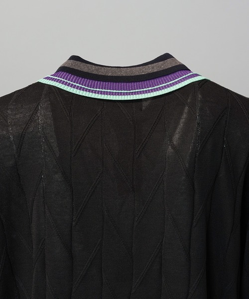MAISON SPECIAL（メゾンスペシャル）の「《UNISEX》Layered Collar Line Geometric Prime-Over Short Sleeve Knit Polo Shirt/レイヤードライン襟ジオメトリックプライムオーバーショートスリーブニットポロシャツ【MAISON SPECIAL/メゾンスペシャル】（ポロシャツ・メンズ・ブラック/ベージュ・0/1/2）」の22枚目の写真