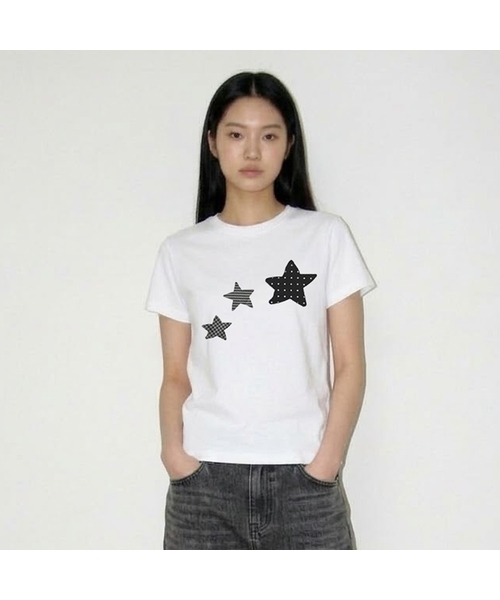 NTBC(エヌティービーシー)の「ドットオンスターロゴ半袖Tシャツ_2カラー(Tシャツ/カットソー・レディース・ホワイト/ブラック・SMALL/MEDIUM)」の1枚目の写真