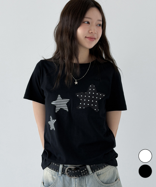 NTBC(エヌティービーシー)の「ドットオンスターロゴ半袖Tシャツ_2カラー(Tシャツ/カットソー・レディース・ホワイト/ブラック・SMALL/MEDIUM)」の3枚目の写真