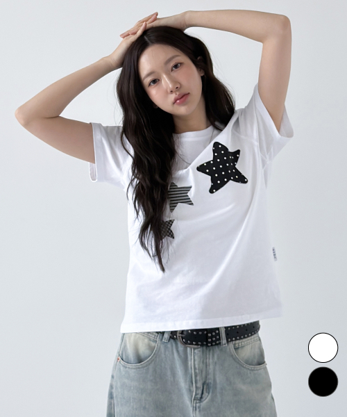 NTBC(エヌティービーシー)の「ドットオンスターロゴ半袖Tシャツ_2カラー(Tシャツ/カットソー・レディース・ホワイト/ブラック・SMALL/MEDIUM)」の4枚目の写真
