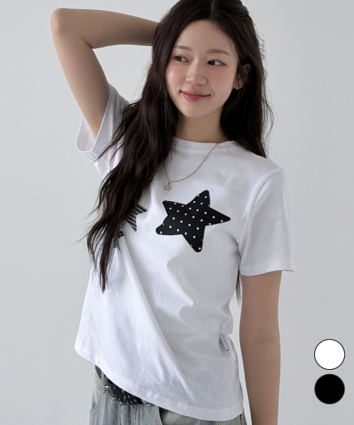NTBC(エヌティービーシー)の「ドットオンスターロゴ半袖Tシャツ_2カラー(Tシャツ/カットソー・レディース・ホワイト/ブラック・SMALL/MEDIUM)」の5枚目の写真