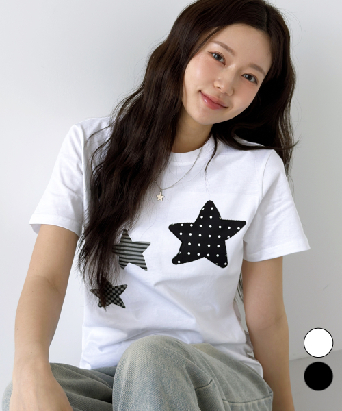 NTBC(エヌティービーシー)の「ドットオンスターロゴ半袖Tシャツ_2カラー(Tシャツ/カットソー・レディース・ホワイト/ブラック・SMALL/MEDIUM)」の6枚目の写真
