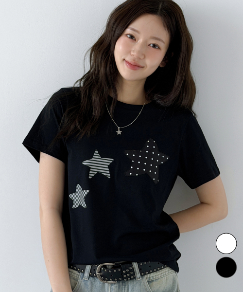 NTBC(エヌティービーシー)の「ドットオンスターロゴ半袖Tシャツ_2カラー(Tシャツ/カットソー・レディース・ホワイト/ブラック・SMALL/MEDIUM)」の9枚目の写真