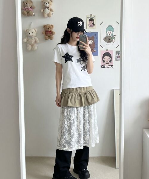 NTBC(エヌティービーシー)の「ドットオンスターロゴ半袖Tシャツ_2カラー(Tシャツ/カットソー・レディース・ホワイト/ブラック・SMALL/MEDIUM)」の19枚目の写真