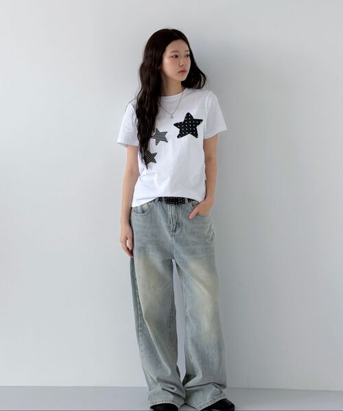 NTBC(エヌティービーシー)の「ドットオンスターロゴ半袖Tシャツ_2カラー(Tシャツ/カットソー・レディース・ホワイト/ブラック・SMALL/MEDIUM)」の21枚目の写真
