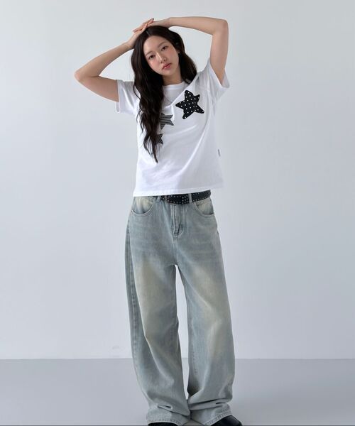 NTBC(エヌティービーシー)の「ドットオンスターロゴ半袖Tシャツ_2カラー(Tシャツ/カットソー・レディース・ホワイト/ブラック・SMALL/MEDIUM)」の22枚目の写真