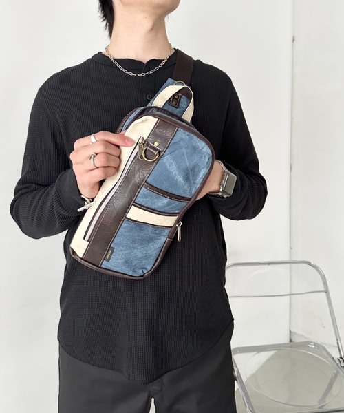 real design（リアルデザイン）の「[real design]8ポケット2層セパレートボディバッグ/ワンショルダー/ユニセックス（ボディバッグ/ウエストポーチ・メンズ・ネイビー/ブラック・FREE）」の17枚目の写真