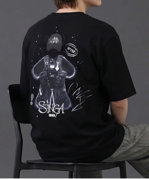 revertical(リバーティカル)の「バックグラフィック クマプリント 半袖Tシャツ(Tシャツ/カットソー・メンズ・ホワイト/ブラック/サックスブルー・MEDIUM/LARGE)」の2枚目の写真