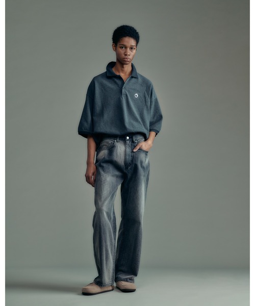 ADAM PATEK(アダムパテック)の「ADAMPATEK/aged finish denim pant/エイジング加工デニムパンツ(AP2618036)(デニムパンツ・レディース・ブルー/ブラック・1/3/2)」の1枚目の写真