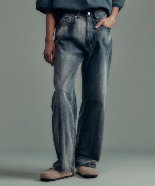 ADAM PATEK(アダムパテック)の「ADAMPATEK/aged finish denim pant/エイジング加工デニムパンツ(AP2618036)(デニムパンツ・レディース・ブルー/ブラック・1/3/2)」の9枚目の写真