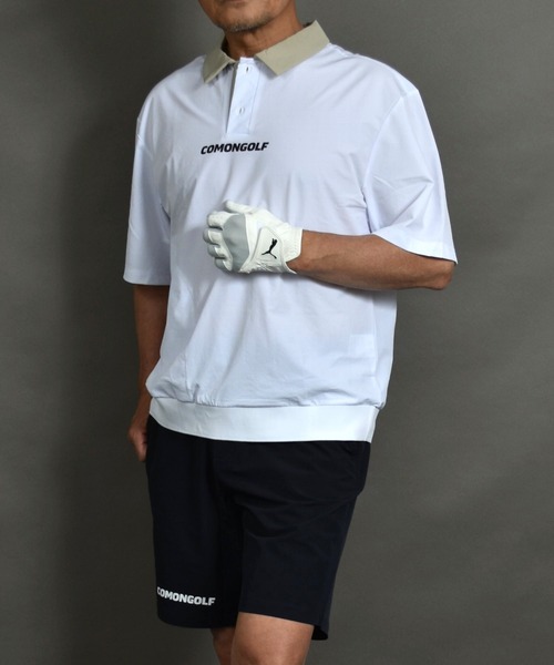 COMON GOLF(コモンゴルフ)の「撥水加工タフタ素材 ルーズシルエット ZIPポケット付き 半袖プルオーバー ゴルフポロシャツ(ポロシャツ・メンズ・ネイビー/ホワイト/カーキ・L/XL/XXL/M)」の16枚目の写真