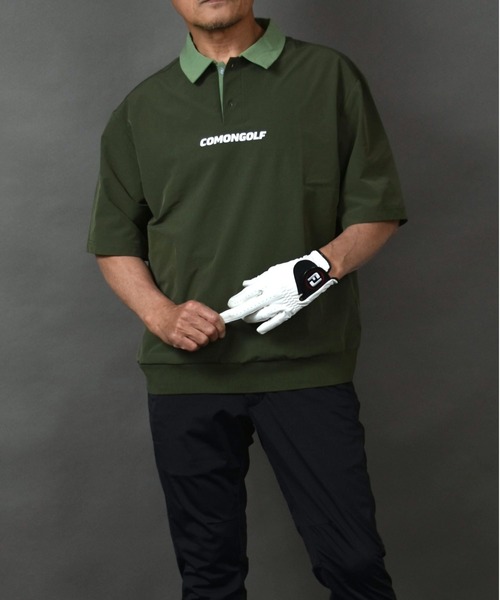 COMON GOLF(コモンゴルフ)の「撥水加工タフタ素材 ルーズシルエット ZIPポケット付き 半袖プルオーバー ゴルフポロシャツ(ポロシャツ・メンズ・ネイビー/ホワイト/カーキ・L/XL/XXL/M)」の7枚目の写真