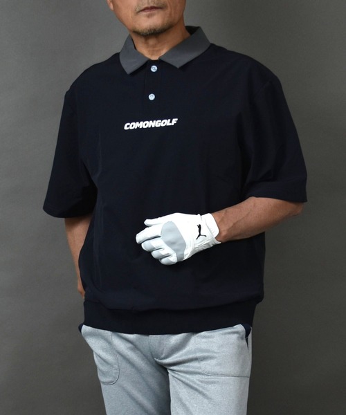 COMON GOLF(コモンゴルフ)の「撥水加工タフタ素材 ルーズシルエット ZIPポケット付き 半袖プルオーバー ゴルフポロシャツ(ポロシャツ・メンズ・ネイビー/ホワイト/カーキ・L/XL/XXL/M)」の10枚目の写真