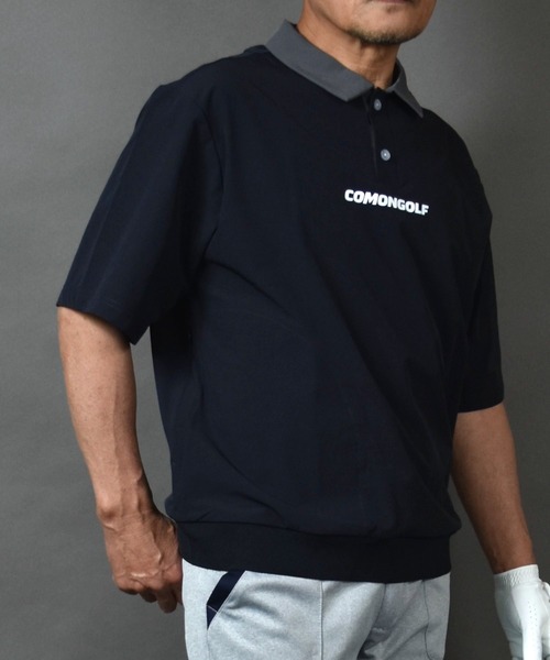 COMON GOLF(コモンゴルフ)の「撥水加工タフタ素材 ルーズシルエット ZIPポケット付き 半袖プルオーバー ゴルフポロシャツ(ポロシャツ・メンズ・ネイビー/ホワイト/カーキ・L/XL/XXL/M)」の11枚目の写真