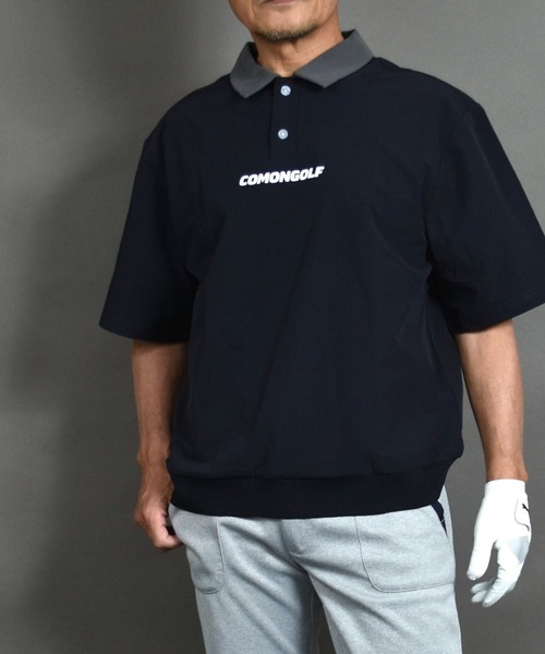 COMON GOLF(コモンゴルフ)の「撥水加工タフタ素材 ルーズシルエット ZIPポケット付き 半袖プルオーバー ゴルフポロシャツ(ポロシャツ・メンズ・ネイビー/ホワイト/カーキ・L/XL/XXL/M)」の13枚目の写真
