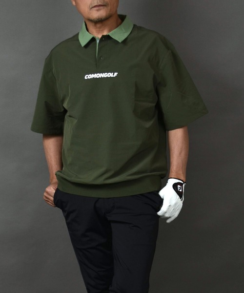 COMON GOLF(コモンゴルフ)の「撥水加工タフタ素材 ルーズシルエット ZIPポケット付き 半袖プルオーバー ゴルフポロシャツ(ポロシャツ・メンズ・ネイビー/ホワイト/カーキ・L/XL/XXL/M)」の5枚目の写真