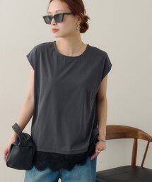 【Noka/接触冷感】裾レースフレンチTシャツ