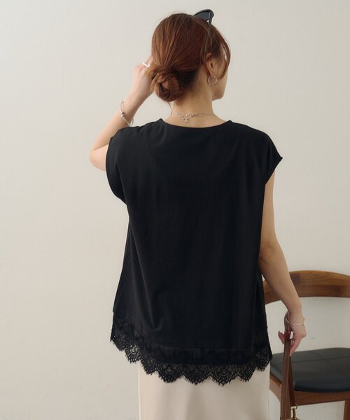 DISCOAT(ディスコート)の「【Noka/接触冷感】裾レースフレンチTシャツ(Tシャツ/カットソー・レディース・ブラック/チャコールグレー/ホワイト系その他・FREE)」の21枚目の写真