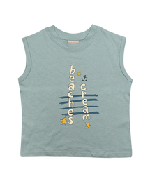 アンカーレタリング 袖なしTシャツ - グレイッシュミント