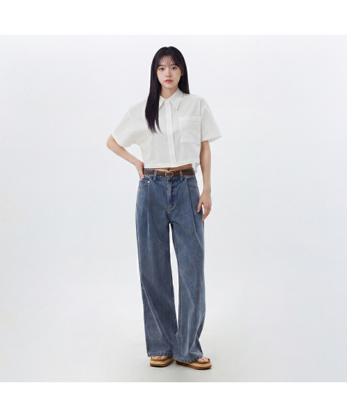 LAP（ラップ）の「ワンタックロングワイドデニムパンツ AS2DP464（デニムパンツ・レディース・インディゴブルー/ホワイト/ブラック・SMALL/MEDIUM）」の7枚目の写真