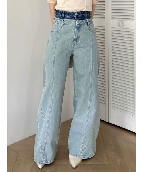 dazzlin(ダズリン)の「レイヤードワイドデニムパンツ(デニムパンツ・レディース・インディゴブルー/ブルー・MEDIUM/SMALL)」の2枚目の写真