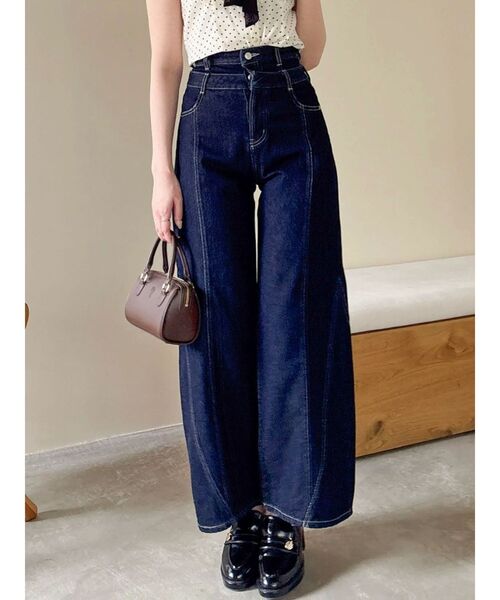 dazzlin(ダズリン)の「レイヤードワイドデニムパンツ(デニムパンツ・レディース・インディゴブルー・MEDIUM/SMALL)」の2枚目の写真
